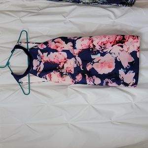 BRAND NEW Women size XS/S short stress. Blue dress with pink flowers